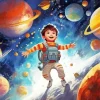 Boy In Space Diamond Painting