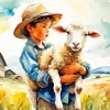 Boy With Sheep Art Diamond Painting