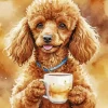Brown Poodle Drinking Coffee Diamond Painting