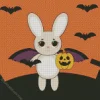Bunny With Bat Wings Illustration Diamond Painting