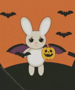 Bunny With Bat Wings Illustration Diamond Painting