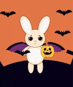 Bunny With Bat Wings Illustration Diamond Painting