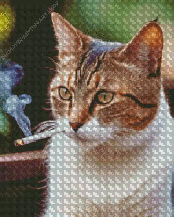 cat smoking cigarette Diamond Dotz