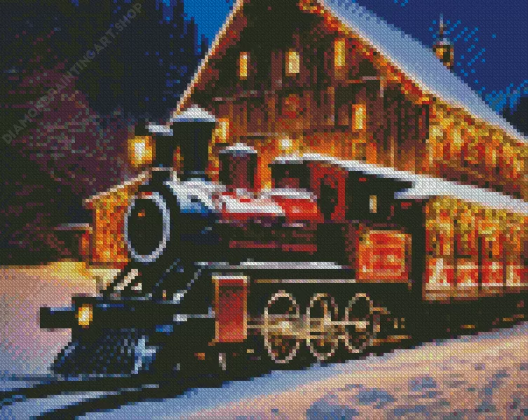 christmas train Diamond By Numbers Christmas Train Diamond Painting