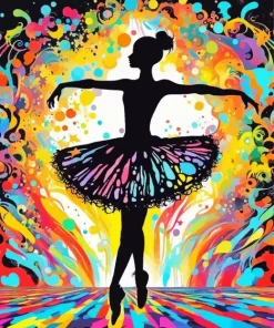 Colorful Ballerina Silhouette Diamond Painting