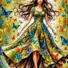 Colorful Butterflies And Lady Diamond Painting