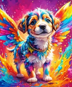 Colorful Dog Angel Diamond Painting
