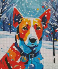 Colorful Dog In Snow Art Diamond Painting