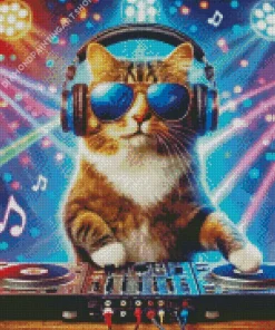 Cool Dj Cat Art Diamond Painting