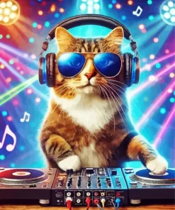 Cool Dj Cat Art Diamond Painting