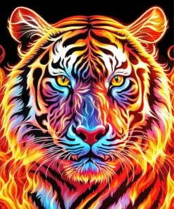 Cool Flaming Tiger Diamond Painting