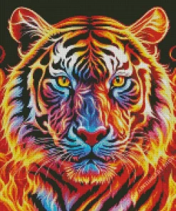 Cool Flaming Tiger Diamond Painting