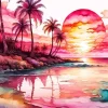 Cool Pink Sunset Art Diamond Painting