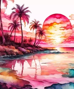 Cool Pink Sunset Art Diamond Painting
