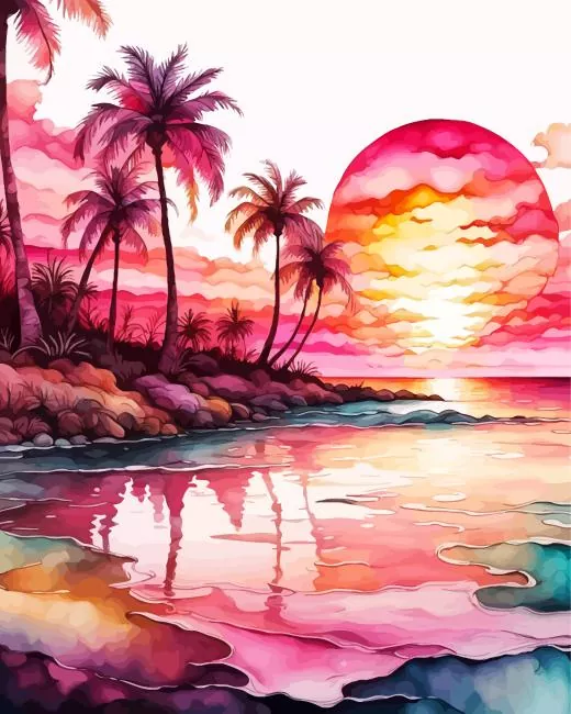 cool pink sunset art Diamond Paintings Cool Pink Sunset Art Diamond Painting
