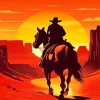 Cowboy Riding Into Sunset Diamond Painting