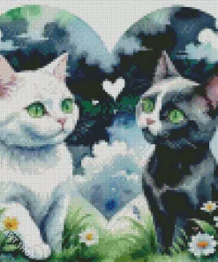 Cute Black And White Cats Diamond Painting