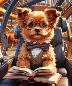 Cute Dog With Glasses Art Diamond Painting