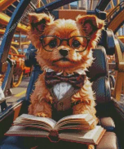 Cute Dog With Glasses Art Diamond Painting