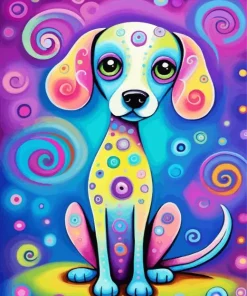 Cute Folk Art Puppy Diamond Painting