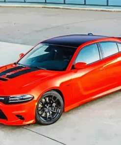 Dodge Charger Daytona Orange Diamond Painting