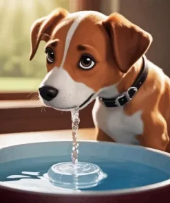 Dog Drinking Water Diamond Painting