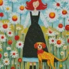 Dog Folk Art Diamond Painting