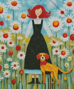 Dog Folk Art Diamond Painting