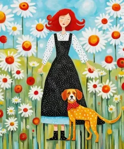 Dog Folk Art Diamond Painting