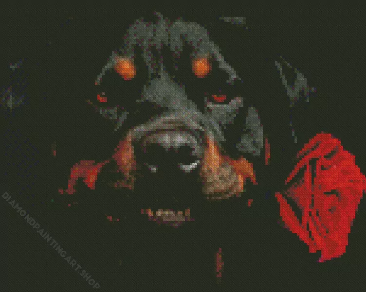 dog holding a rose Diamond By Numbers Dog Holding A Rose Diamond Painting