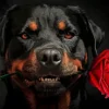 Dog Holding A Rose Diamond Painting