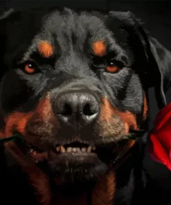 Dog Holding A Rose Diamond Painting