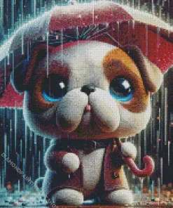 Dog Holding Umbrella Art Diamond Painting