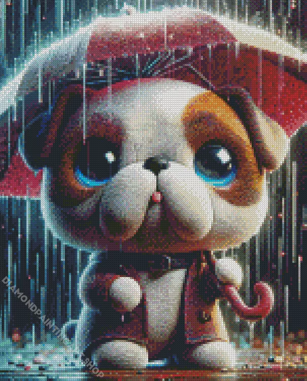 dog holding umbrella art Diamond By Numbers Dog Holding Umbrella Art Diamond Painting