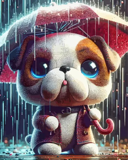 dog holding umbrella art Diamond Paintings Dog Holding Umbrella Art Diamond Painting