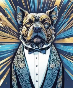 Dog In Tuxedo Art Diamond Painting