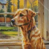 Dog Looking Out Of Window Art Diamond Painting