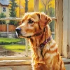 Dog Looking Out Of Window Art Diamond Painting