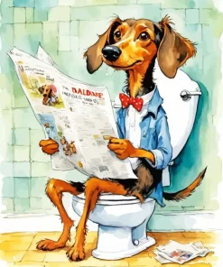 Dog Newspaper Diamond Painting