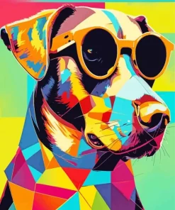 Dog Wearing Glasses Pop Art Diamond Painting