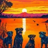 Dogs At Sunset Diamond Painting