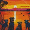 Dogs At Sunset Diamond Painting