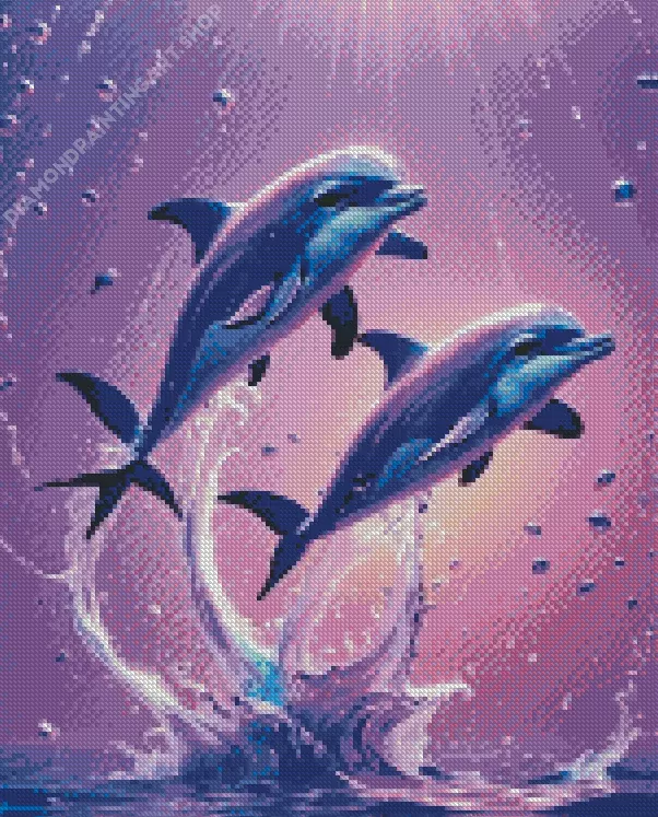 dolphin purple art Diamond By Numbers Dolphin Purple Art Diamond Painting
