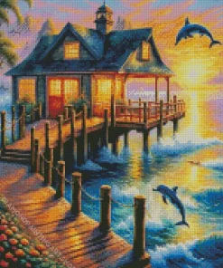 Dolphins Jumping Out Of The Water Diamond Painting