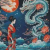 Dragon And The Woman Diamond Painting