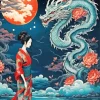 Dragon And The Woman Diamond Painting