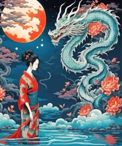 Dragon And The Woman Diamond Painting