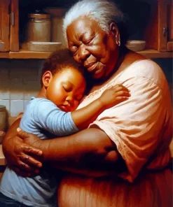 Ebony Grandma And Grandson Diamond Painting