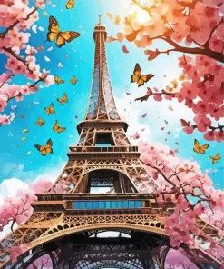 Eiffel Tower Spring Art Diamond Painting