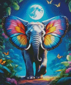 Elephant With Butterfly Art Diamond Painting